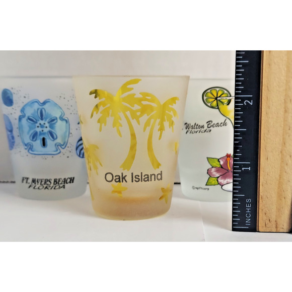 Florida 3 Shot Glasses Ft. Meyers Ft. Walton Oak Island Palm Beach Margarita Bar - Picture 9 of 9